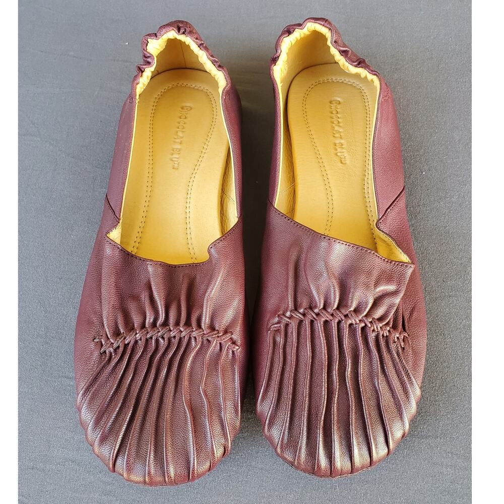Pintuck Leather Flats by Chocolat Blu Blackberry Size 8.5 NEW FREE SHIPPING